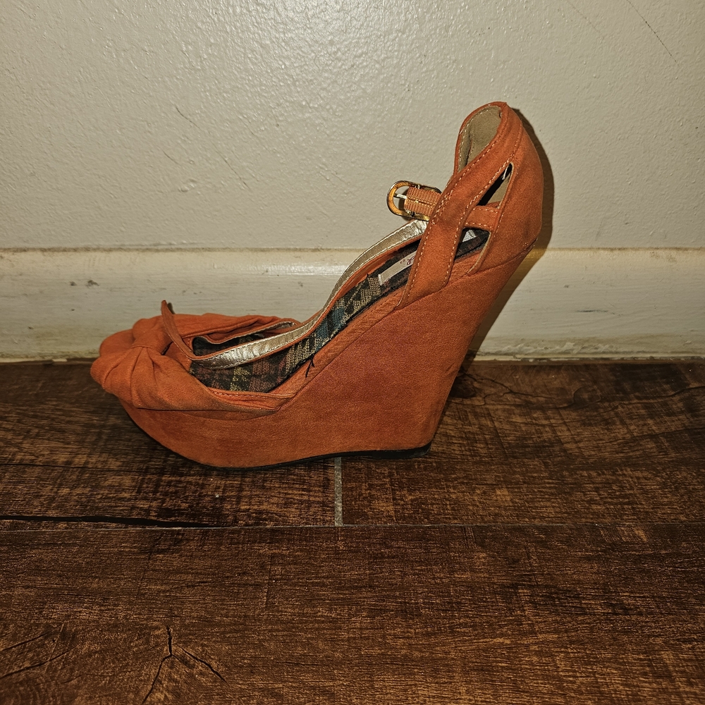 Elegant Orange Wedge Heels